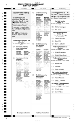 Sample Republican Primary Election Ballot