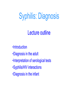 Syphilis: Diagnosis