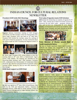 Indian Council for Cultural Relations Newsletter