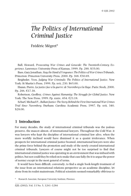 The Politics of International Criminal Justice