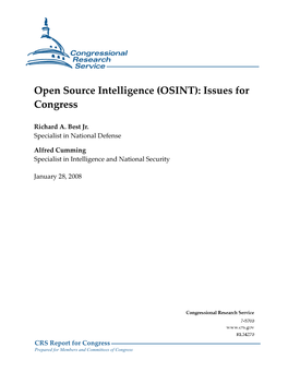 Open Source Intelligence (OSINT)