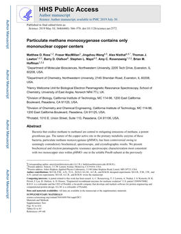 Particulate Methane Monooxygenase Contains Only Mononuclear Copper Centers