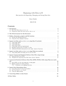 Beginning with Data in R Best Practices for Importing, Managing and Saving Data Sets