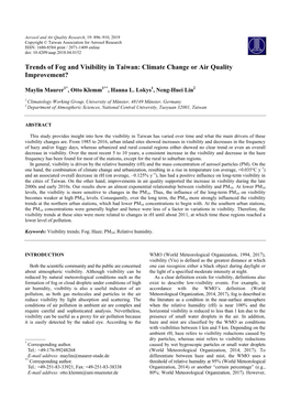 Climate Change Or Air Quality Improvement?