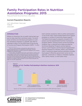 Family Participation Rates in Nutrition Assistance Programs: 2015 Household Economics Studies