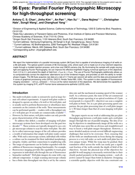 Parallel Fourier Ptychographic Microscopy for High-Throughput Screening Antony C