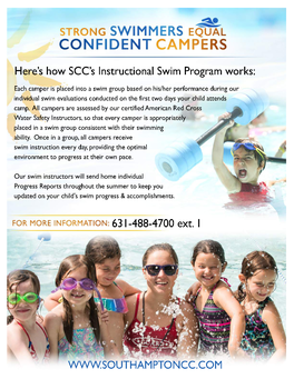 631-488-4700 Ext. 1 Here's How SCC's Instructional Swim Program