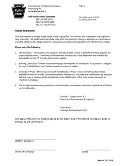 PENNSYLVANIA TURNPIKE COMMISSION EATON / POWERWARE UPS SYSTEMS - Page 1 of 1