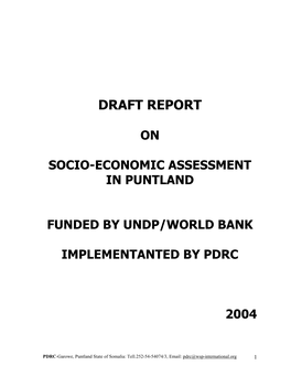 Socio-Economic Assesment in Puntland