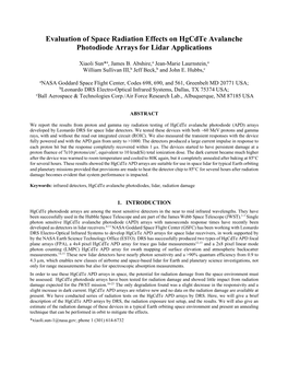 Evaluation of Space Radiation Effects on Hgcdte Avalanche Photodiode Arrays for Lidar Applications