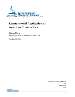 Extraterritorial Application of American Criminal Law