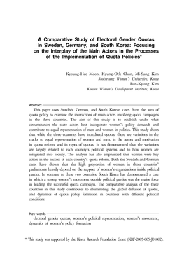 A Comparative Study of Electoral Gender Quotas in Sweden