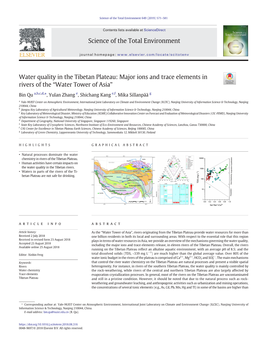 Water Quality in the Tibetan Plateau: Major Ions and Trace Elements in Rivers of the “Water Tower of Asia”