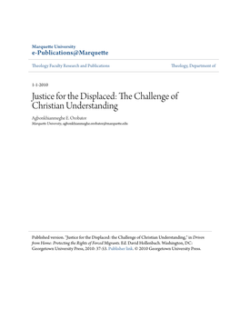 Justice for the Displaced: the Challenge of Christian Understanding,