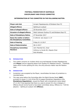 Football Federation of Australia Disciplinary and Ethics Committee