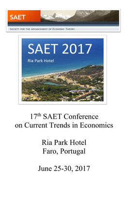 17 SAET Conference on Current Trends in Economics Ria Park