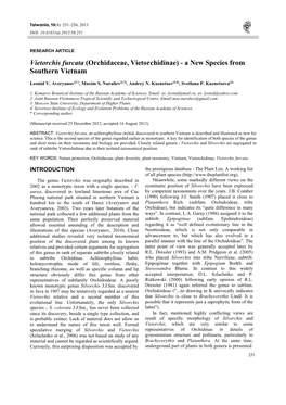 Vietorchis Furcata (Orchidaceae, Vietorchidinae) - a New Species from Southern Vietnam