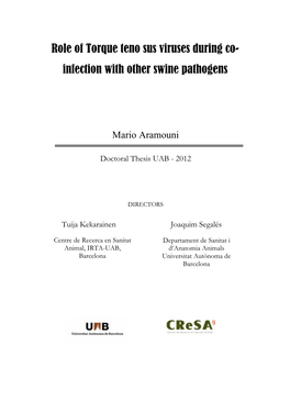 Role of Torque Teno Sus Viruses During Co- Infection with Other Swine Pathogens