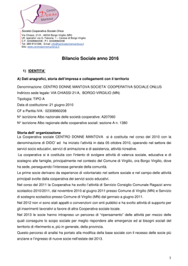 Bilancio Sociale 2016