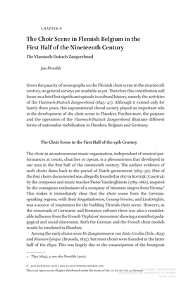 The Choir Scene in Flemish Belgium in the First Half of the Nineteenth Century the Vlaemsch-Duitsch Zangverbond