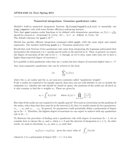 Numerical Integration: Gaussian Quadrature Rules