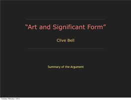 “Art and Significant Form”