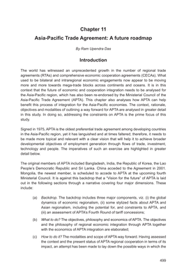 Chapter 11 Asia-Pacific Trade Agreement: a Future Roadmap