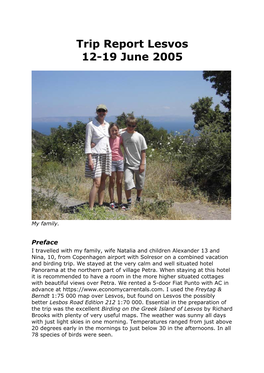 Trip Report Lesvos 12-19 June 2005