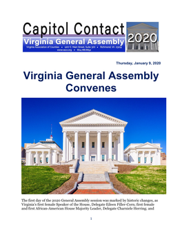 Virginia General Assembly Convenes