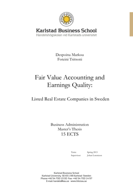 Fair Value Accounting and Earnings Quality