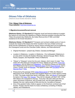 Ottawa Tribe of Oklahoma (Oklahoma Social Studies Standards, OSDE)