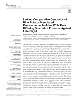 Linking Comparative Genomics of Nine Potato-Associated Pseudomonas Isolates with Their Differing Biocontrol Potential Against Late Blight