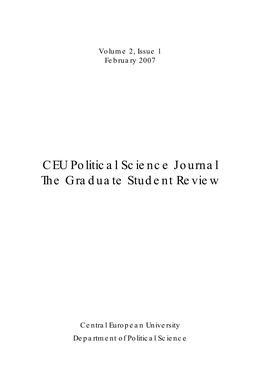 CEU Political Science Journal Vol. 2, Issue 1 (Febr. 2007)