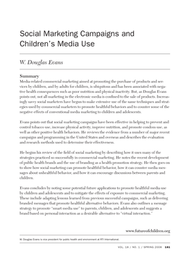 Social Marketing Campaigns and Children's Media