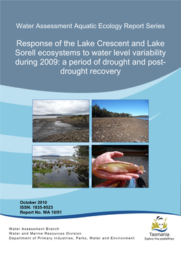 Response of the Lake Crescent and Lake Sorell Ecosystems to Water Level Variability During 2009: a Period of Drought and Post-Drought Recovery