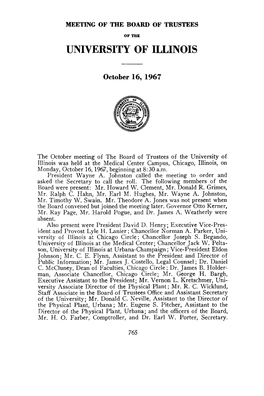 October 16, 1967, Minutes | UI Board of Trustees