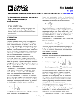 Op Amp Open-Loop Gain and Open-Loop Gain