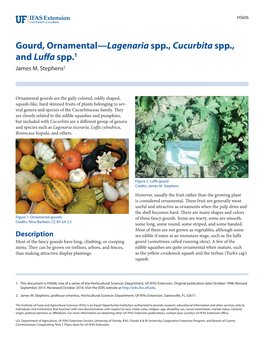 Gourd, Ornamental—Lagenaria Spp., Cucurbita Spp., and Luffa Spp.1