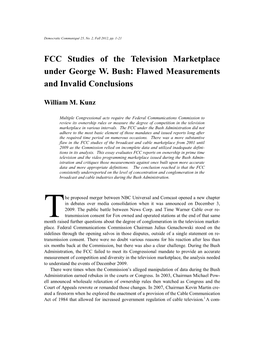 FCC Studies of the Television Marketplace Under George W. Bush: Flawed Measurements and Invalid Conclusions