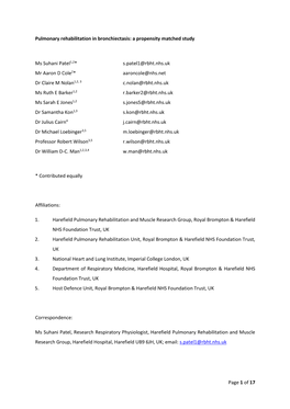 Of 17 Pulmonary Rehabilitation in Bronchiectasis