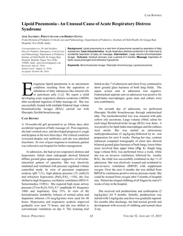 Lipoid Pneumonia - an Unusual Cause of Acute Respiratory Distress Syndrome