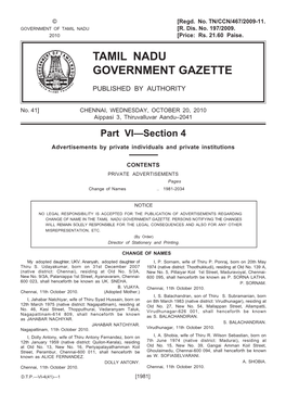 Tamil Nadu Government Gazette