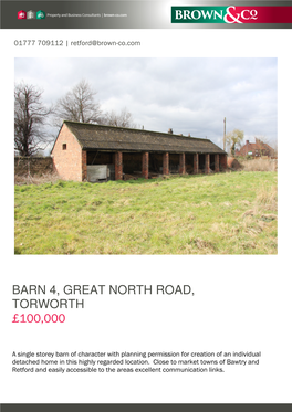 Barn 4, Great North Road, Torworth £100,000