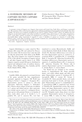 A Systematic Revision of Capparis Section Capparis (Capparaceae)