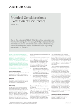 Practical Considerations: Execution of Documents March 2020