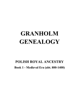 POLISH ROYAL ANCESTRY Book 1 - Medieval Era (Abt