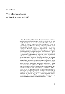 The Mazapan Maps of Teotihuacan in 1560