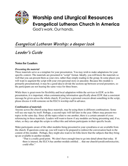 A Deeper Look Evangelical Lutheran Worship