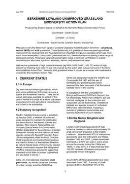 Berkshire Lowland Unimproved Grassland BAP 1999-2005