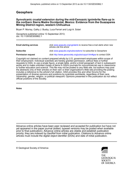 Geosphere, Published Online on 13 September 2013 As Doi:10.1130/GES00862.1